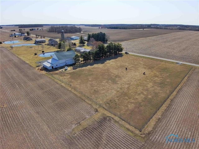 aerial view featuring a rural view