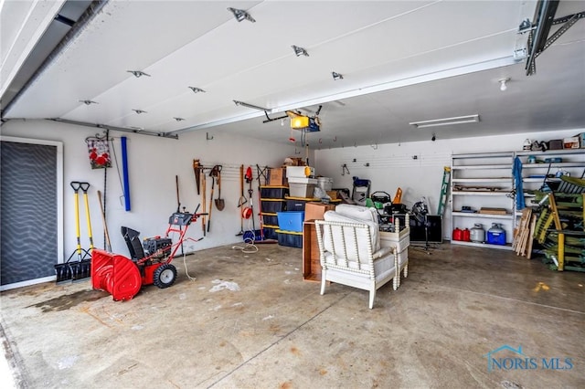 garage with a garage door opener