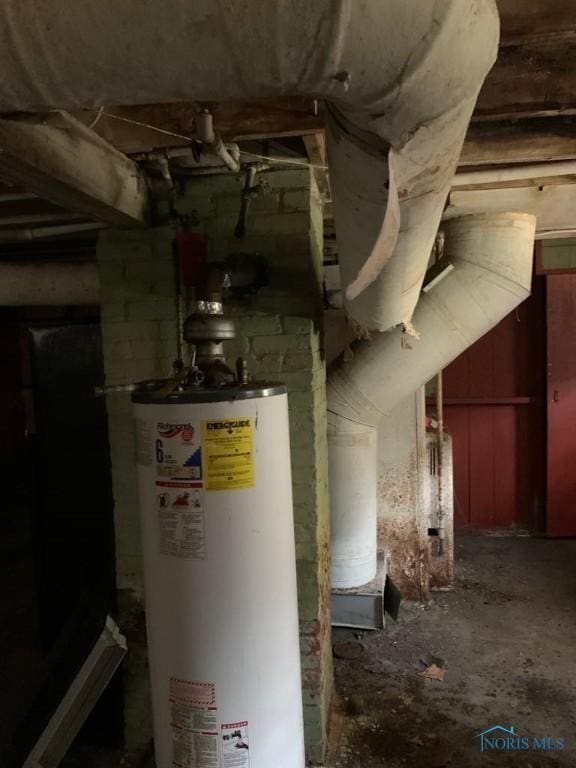 utility room with gas water heater