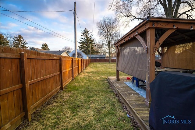 view of yard featuring a fenced backyard