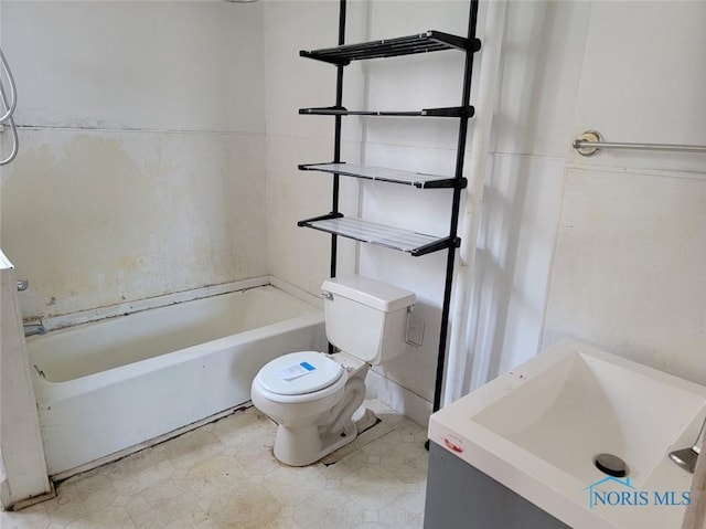 full bathroom with tile patterned floors, toilet, and a sink