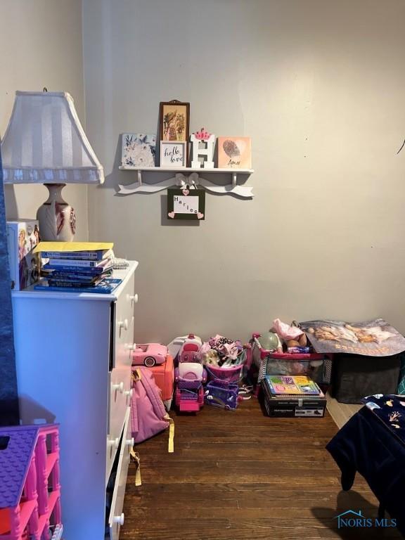 playroom with wood finished floors