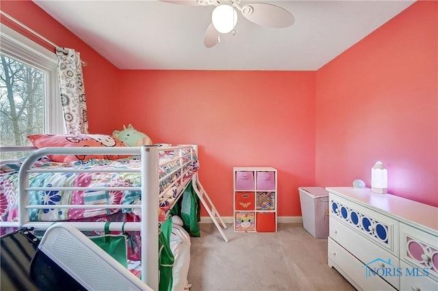 7221 Apache Trl, Holland, OH 43528 - bedroom with baseboards, light colored carpet, and ceiling fan