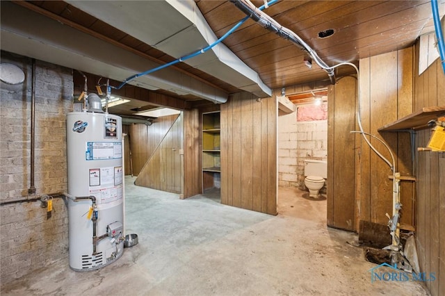 unfinished below grade area with gas water heater