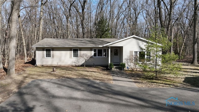 ranch-style house with roof with shingles