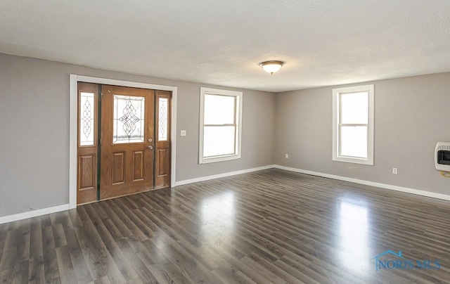 foyer entrance with baseboards, dark wood-style flooring, and a healthy amount of sunlight