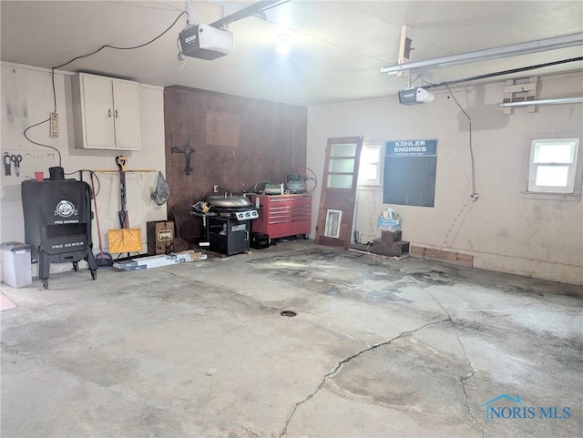 garage with a garage door opener