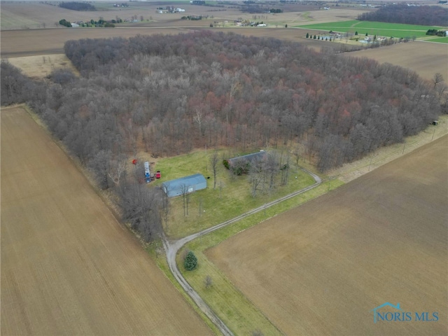 aerial view featuring a rural view