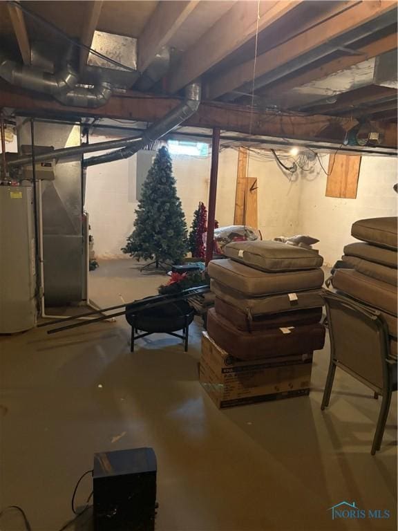 below grade area with gas water heater