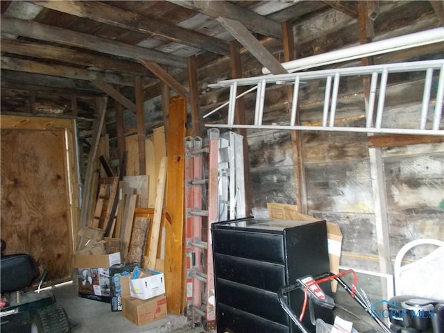 misc room with lofted ceiling
