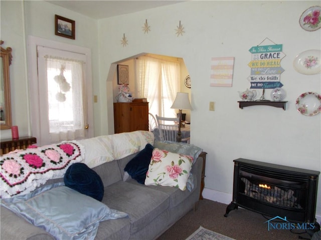 view of carpeted living area