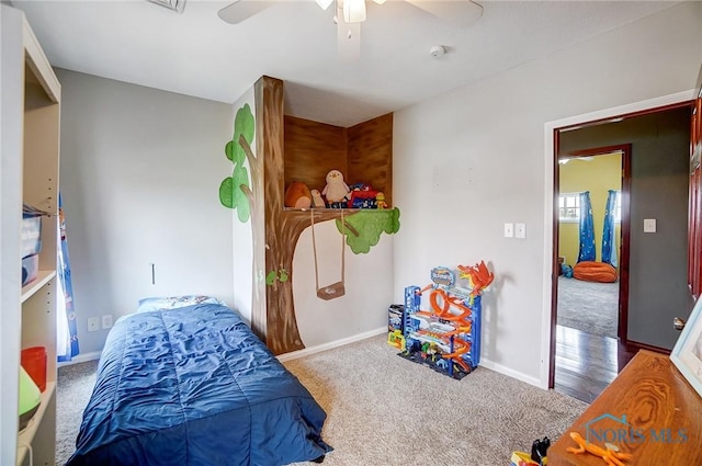 406 N Main St, Continental, OH 45831 - bedroom with carpet, baseboards, and ceiling fan