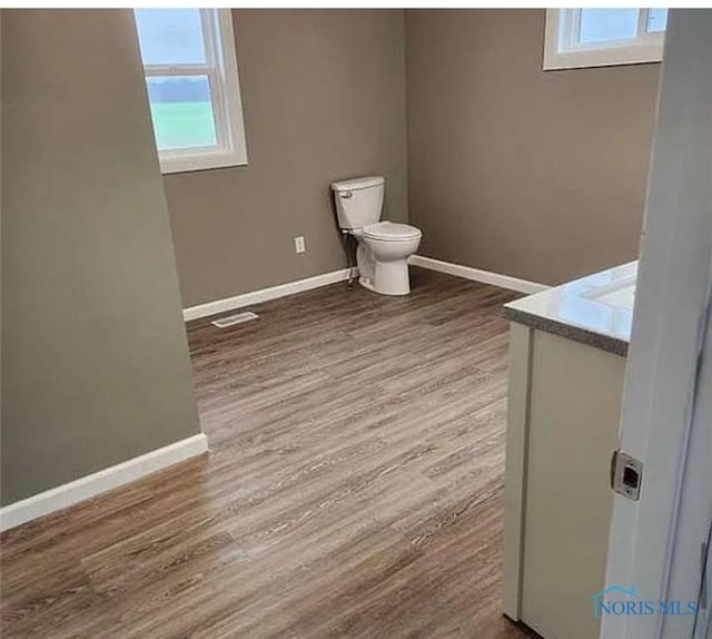 6888 County Road P50, Montpelier, OH 43543 - bathroom with plenty of natural light, toilet, wood finished floors, and baseboards