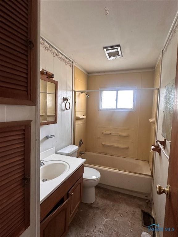 41 Dickens Dr, Toledo, OH 43607 - bathroom with toilet, vanity, and shower / bathtub combination