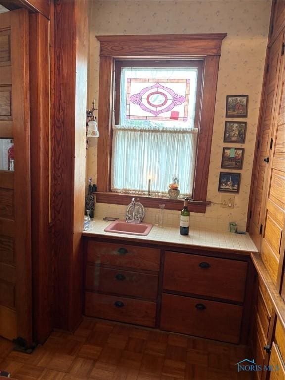 421 Farnsworth Rd, Waterville, OH 43566 - bathroom with wallpapered walls and vanity