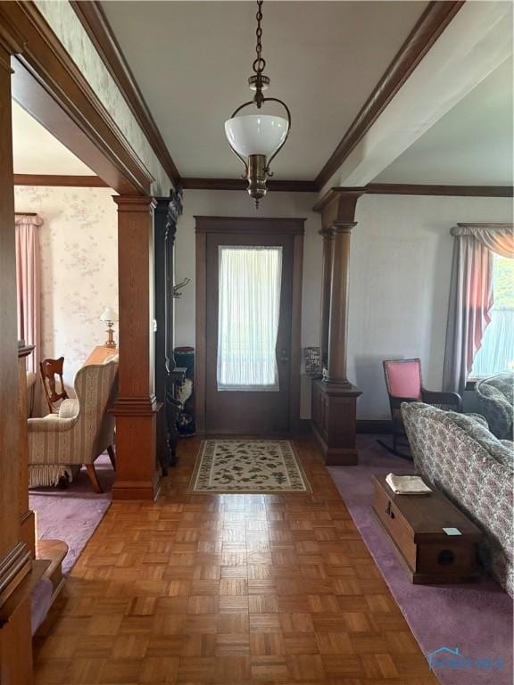 421 Farnsworth Rd, Waterville, OH 43566 - foyer entrance featuring decorative columns and ornamental molding