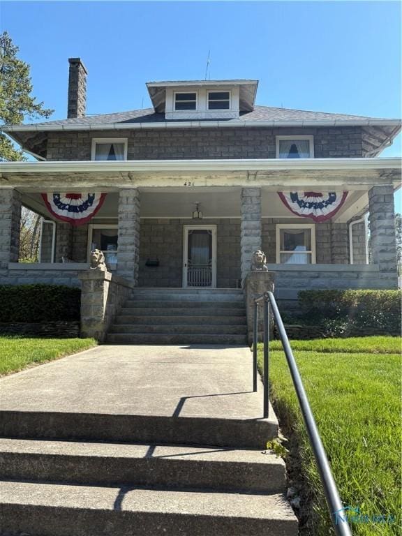 421 Farnsworth Rd, Waterville, OH 43566 - view of front of property with covered porch and a chimney