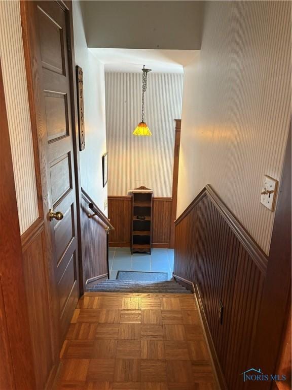 421 Farnsworth Rd, Waterville, OH 43566 - staircase featuring a wainscoted wall