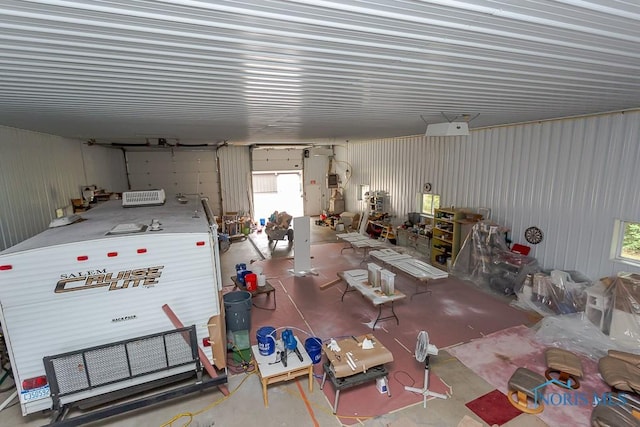 garage with metal wall