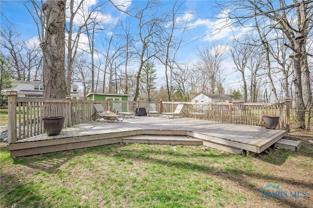 deck with a yard
