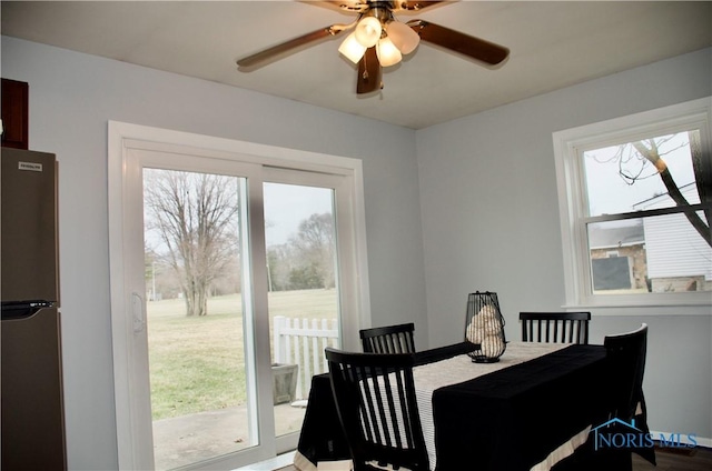 314 Caldwell St, Bradner, OH 43406 - dining space with plenty of natural light and a ceiling fan