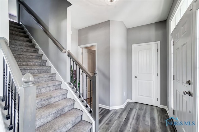 100 Bentley Dr, Perrysburg, OH 43551 - foyer with stairs, wood finished floors, and baseboards