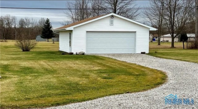 view of detached garage