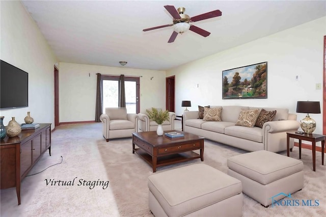 16325 Road 25P, Ottoville, OH 45844 - living room with light carpet and a ceiling fan