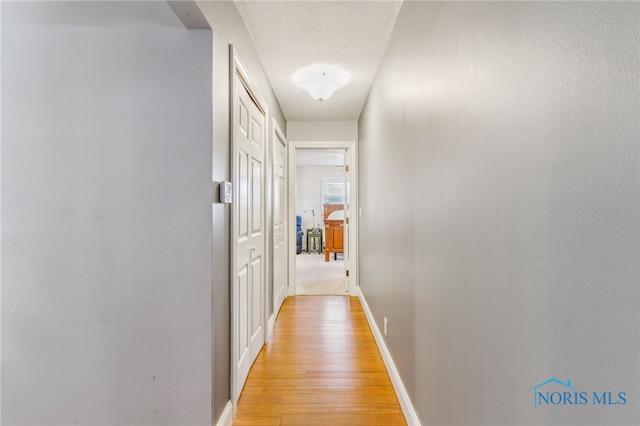 3114 Gleneagle Dr, Findlay, OH 45840 - corridor with light wood-type flooring, a textured ceiling, and baseboards