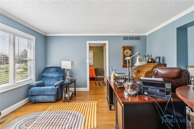 3114 Gleneagle Dr, Findlay, OH 45840 - office space with light wood-type flooring, a textured ceiling, and visible vents