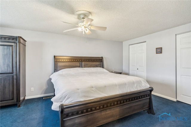 3114 Gleneagle Dr, Findlay, OH 45840 - bedroom with baseboards, ceiling fan, carpet, and a textured ceiling