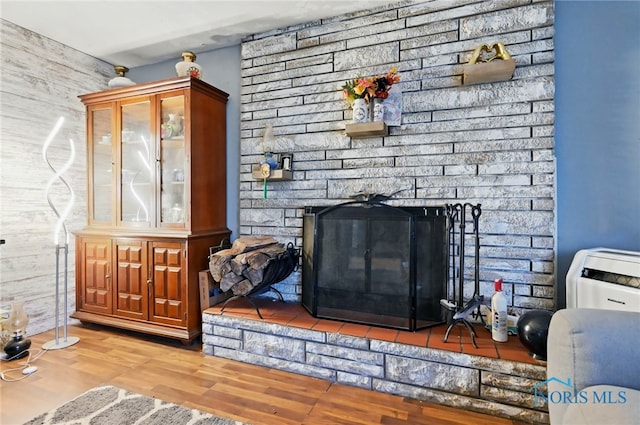 284 E Findlay St, Sugar Creek Township, OH 45893 - room details featuring a fireplace and wood finished floors