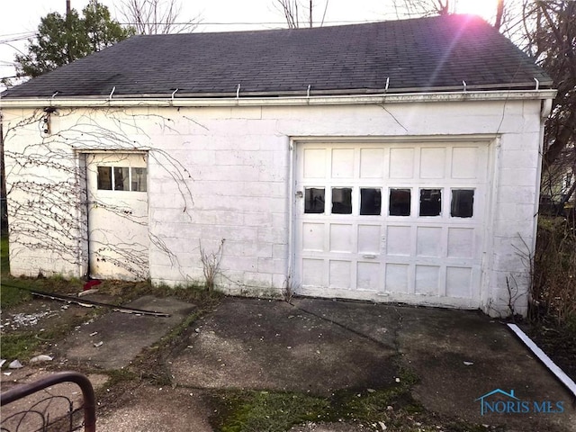 view of garage