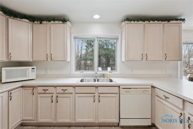 2016 Austin Bluffs Ct, Toledo, OH 43615 - kitchen featuring plenty of natural light, white appliances, light countertops, and a sink