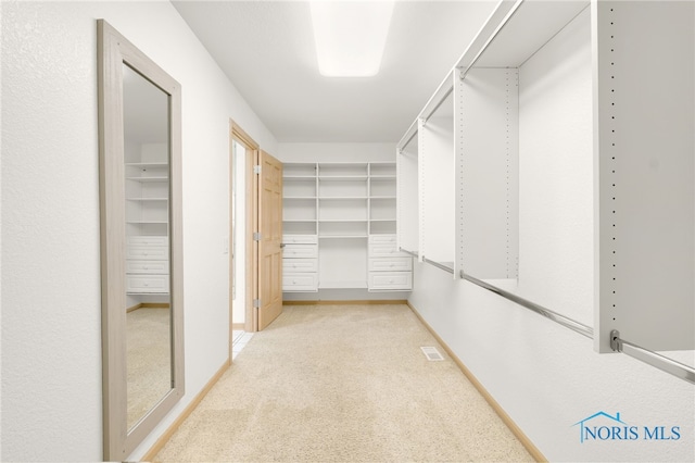 spacious closet with visible vents and carpet floors