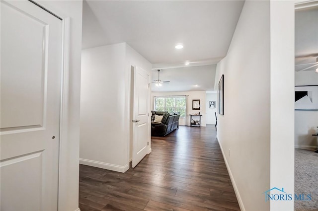 630 Weatherby Ct, Findlay, OH 45840 - hall with baseboards, recessed lighting, and dark wood-type flooring