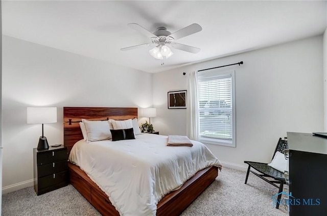 630 Weatherby Ct, Findlay, OH 45840 - bedroom featuring baseboards, ceiling fan, and light colored carpet