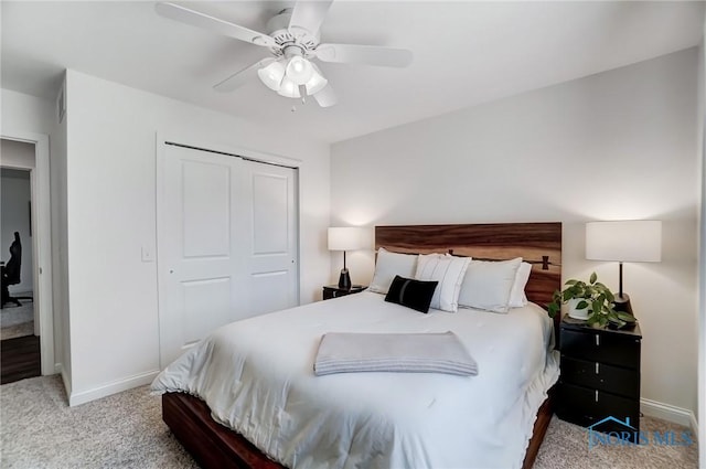 630 Weatherby Ct, Findlay, OH 45840 - carpeted bedroom featuring a closet, ceiling fan, and baseboards