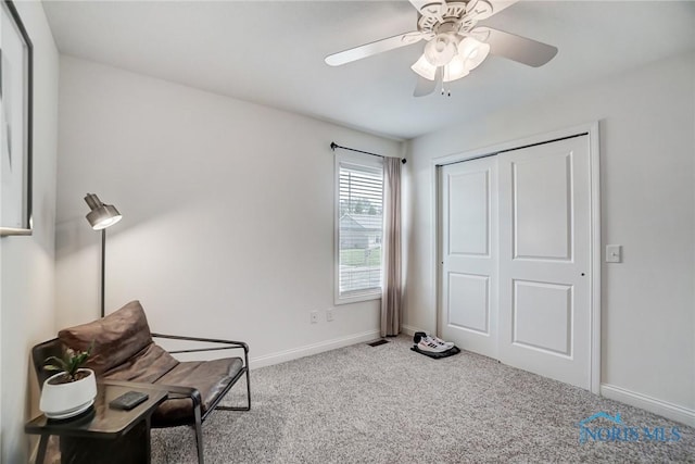 630 Weatherby Ct, Findlay, OH 45840 - sitting room with carpet flooring, baseboards, and ceiling fan