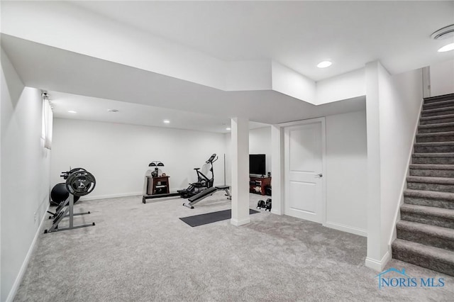 630 Weatherby Ct, Findlay, OH 45840 - exercise room with baseboards, recessed lighting, and carpet