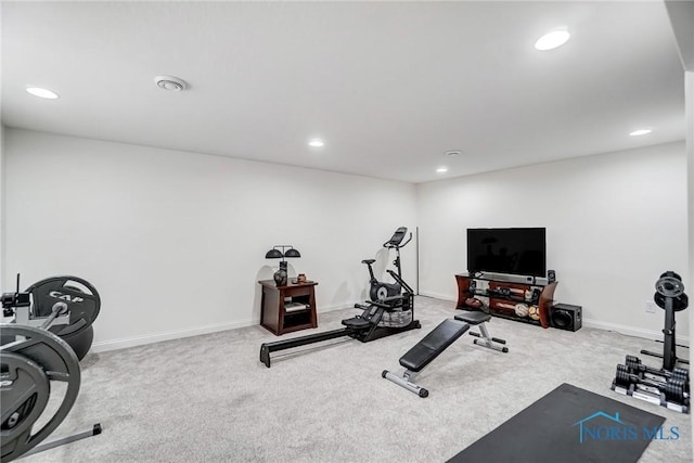 630 Weatherby Ct, Findlay, OH 45840 - workout area with baseboards, carpet floors, and recessed lighting
