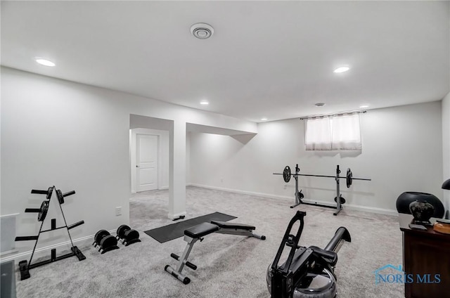 630 Weatherby Ct, Findlay, OH 45840 - workout area with baseboards, carpet floors, and recessed lighting