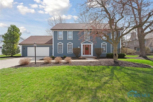 3011 Heather Downs Dr, Findlay, OH 45840 - colonial home with a garage, driveway, and a front lawn