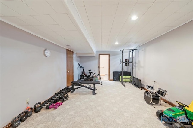 3011 Heather Downs Dr, Findlay, OH 45840 - exercise area with recessed lighting, carpet, and baseboards