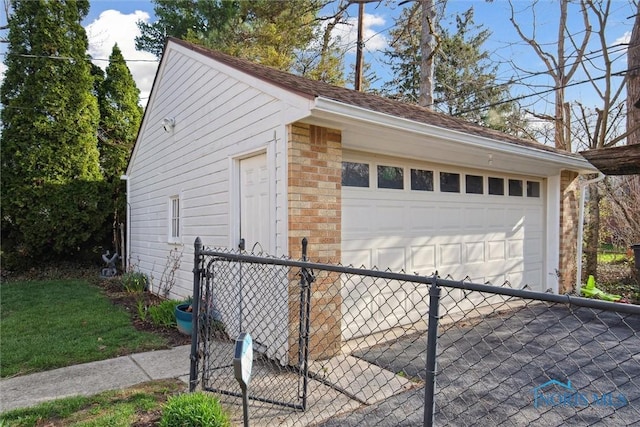 detached garage with fence