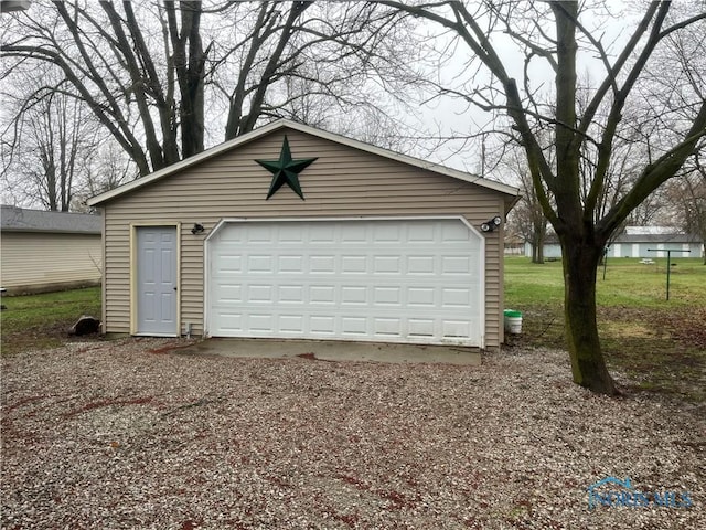 view of detached garage