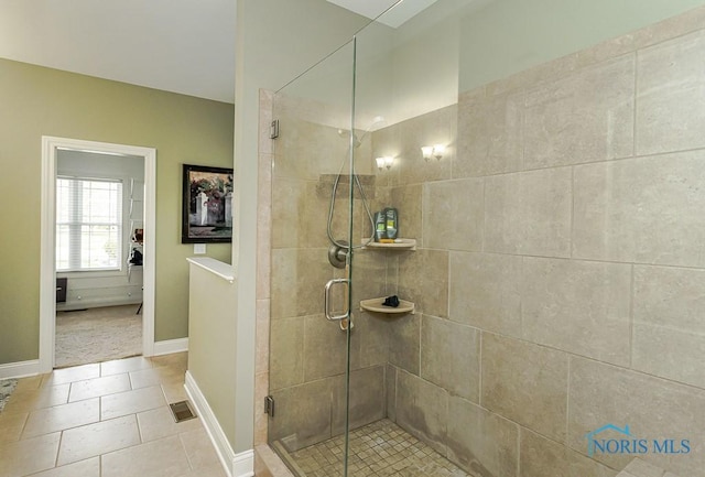 3643 Boulder Ridge Dr, Maumee, OH 43537 - full bath featuring visible vents, tile patterned flooring, and a shower stall