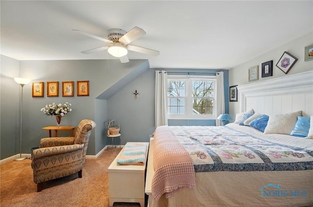 2257 N Carriage Ln, Port Clinton, OH 43452 - carpeted bedroom with baseboards and ceiling fan