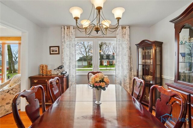 2257 N Carriage Ln, Port Clinton, OH 43452 - dining area featuring a wealth of natural light and a notable chandelier