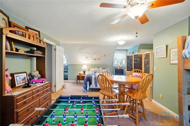 2257 N Carriage Ln, Port Clinton, OH 43452 - game room featuring light carpet, baseboards, and a ceiling fan